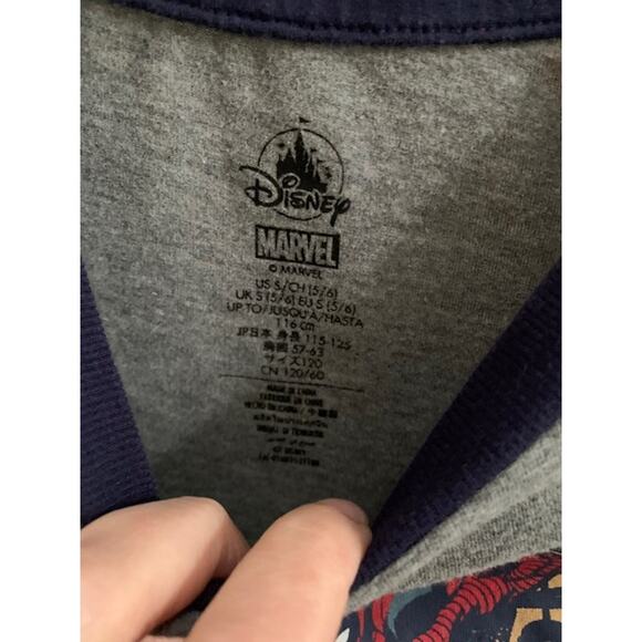 Disney Marvel Spider-Man-Raglan Long Sleeve-Graphic Tee-Cotton-Gray-Navy-Boys-5 - Picture 3 of 3